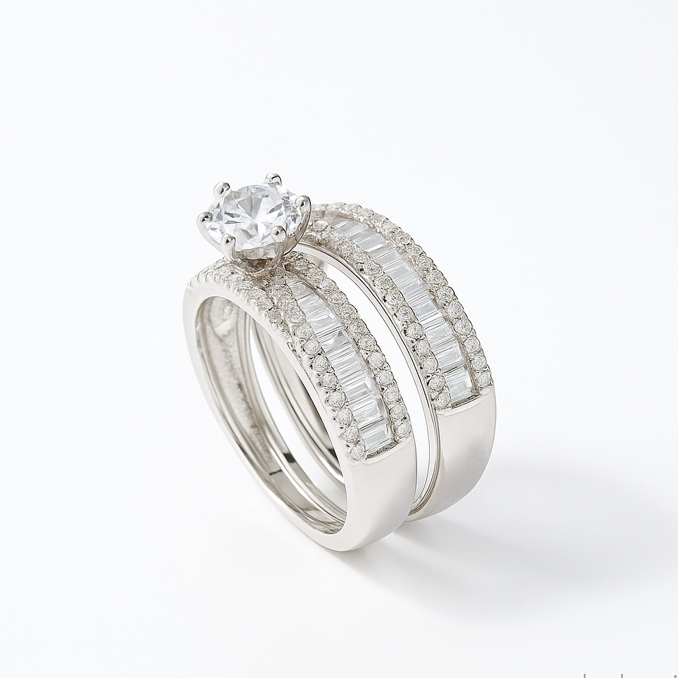 Silver women's rings with sparkling zircon stones